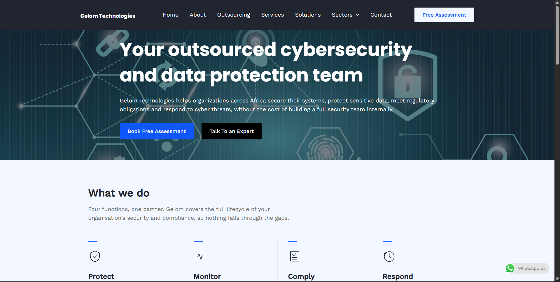 Gelom Technologies website landing page
